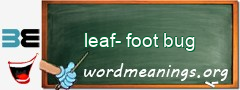 WordMeaning blackboard for leaf-foot bug